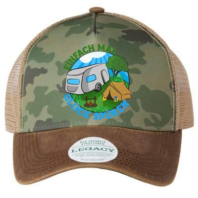 Camper & Hiking Saying Simply Feel Glück Camping (German Language Legacy Tie Dye Trucker Hat