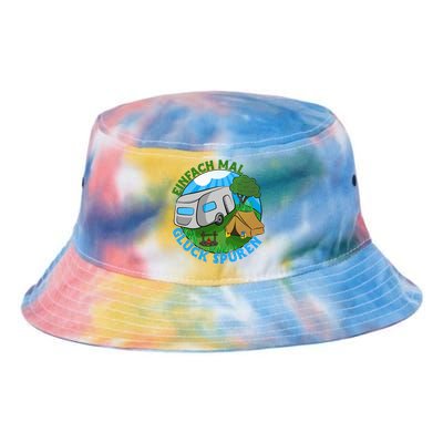 Camper & Hiking Saying Simply Feel Glück Camping (German Language Tie Dye Newport Bucket Hat