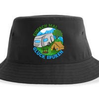 Camper & Hiking Saying Simply Feel Glück Camping (German Language Sustainable Bucket Hat