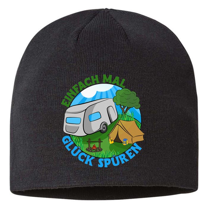 Camper & Hiking Saying Simply Feel Glück Camping (German Language Sustainable Beanie