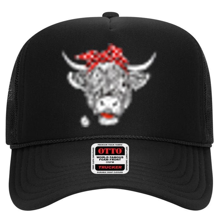 Cute Hairy Scottish Highland Cow For High Crown Mesh Back Trucker Hat