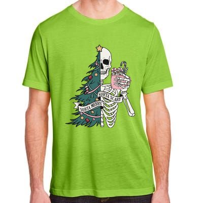 Christmas Horror Skeleton Sorta Merry Scary Dark Humor Adult ChromaSoft Performance T-Shirt