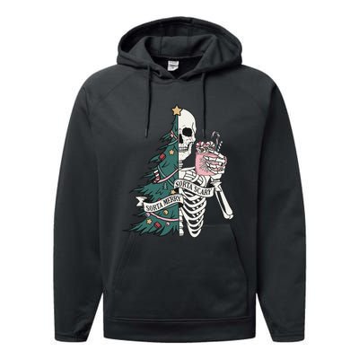 Christmas Horror Skeleton Sorta Merry Scary Dark Humor Performance Fleece Hoodie