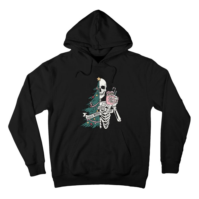 Christmas Horror Skeleton Sorta Merry Scary Dark Humor Hoodie