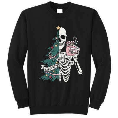 Christmas Horror Skeleton Sorta Merry Scary Dark Humor Sweatshirt