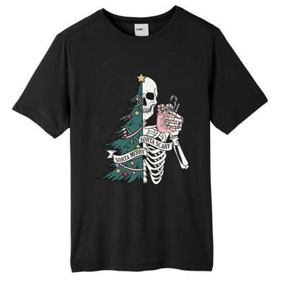 Christmas Horror Skeleton Sorta Merry Scary Dark Humor Tall Fusion ChromaSoft Performance T-Shirt