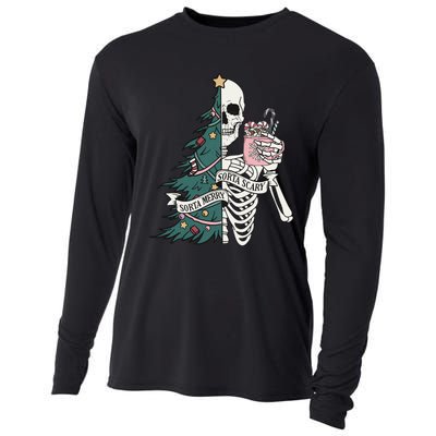 Christmas Horror Skeleton Sorta Merry Scary Dark Humor Cooling Performance Long Sleeve Crew