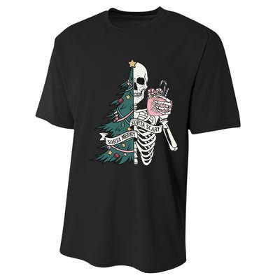 Christmas Horror Skeleton Sorta Merry Scary Dark Humor Performance Sprint T-Shirt