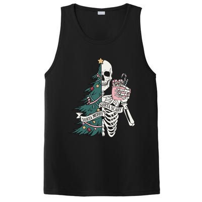 Christmas Horror Skeleton Sorta Merry Scary Dark Humor PosiCharge Competitor Tank