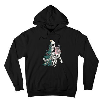 Christmas Horror Skeleton Sorta Merry Scary Dark Humor Tall Hoodie