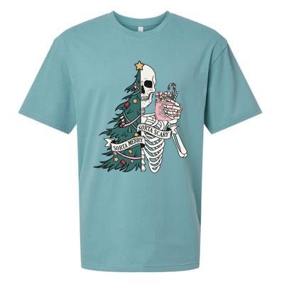 Christmas Horror Skeleton Sorta Merry Scary Dark Humor Sueded Cloud Jersey T-Shirt