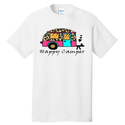 Camper Happy Summer Camp Camping Leopard Funny Glamping Tall T-Shirt