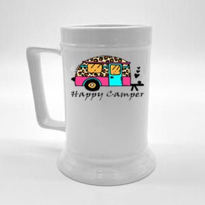 Camper Happy Summer Camp Camping Leopard Funny Glamping Beer Stein