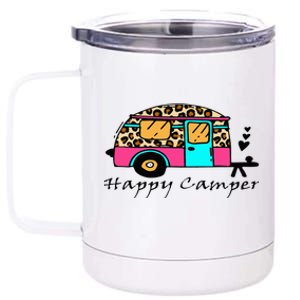 Camper Happy Summer Camp Camping Leopard Funny Glamping 12 oz Stainless Steel Tumbler Cup