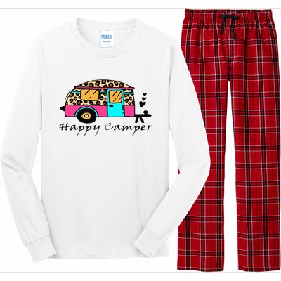 Camper Happy Summer Camp Camping Leopard Funny Glamping Long Sleeve Pajama Set