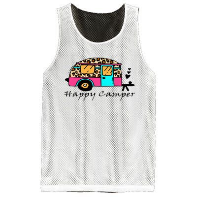 Camper Happy Summer Camp Camping Leopard Funny Glamping Mesh Reversible Basketball Jersey Tank