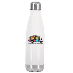 Camper Happy Summer Camp Camping Leopard Funny Glamping Stainless Steel Insulated Water Bottle