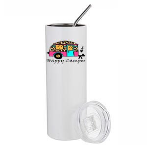 Camper Happy Summer Camp Camping Leopard Funny Glamping Stainless Steel Tumbler