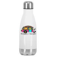 Camper Happy Summer Camp Camping Leopard Funny Glamping Stainless Steel Insulated Water Bottle