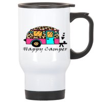 Camper Happy Summer Camp Camping Leopard Funny Glamping Stainless Steel Travel Mug