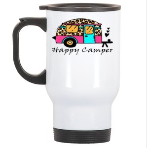 Camper Happy Summer Camp Camping Leopard Funny Glamping Stainless Steel Travel Mug