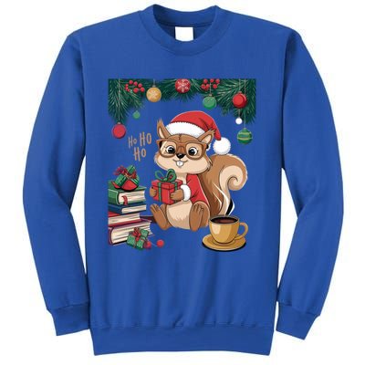 Cute Holiday Squirrel Santa Hat Xmas For Coffee Lovers Gift Sweatshirt