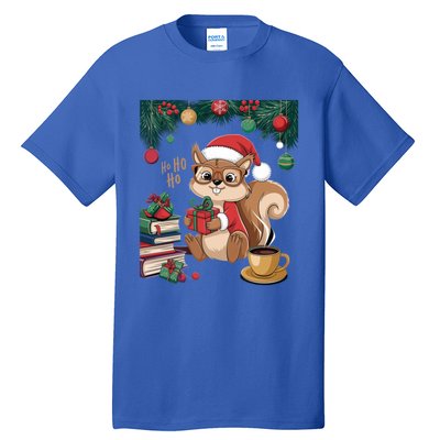 Cute Holiday Squirrel Santa Hat Xmas For Coffee Lovers Gift Tall T-Shirt