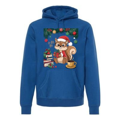 Cute Holiday Squirrel Santa Hat Xmas For Coffee Lovers Gift Premium Hoodie