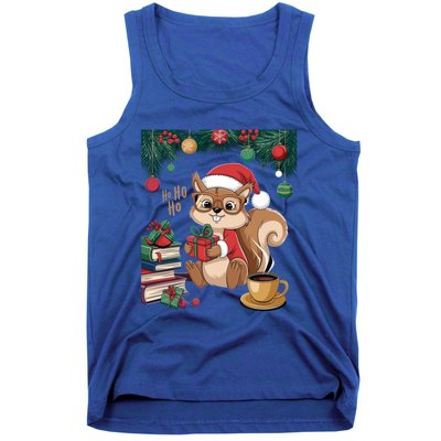 Cute Holiday Squirrel Santa Hat Xmas For Coffee Lovers Gift Tank Top