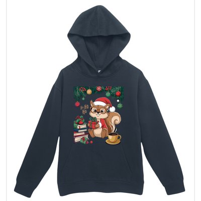 Cute Holiday Squirrel Santa Hat Xmas For Coffee Lovers Gift Urban Pullover Hoodie