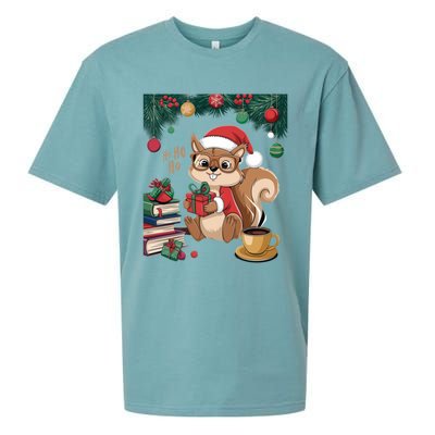 Cute Holiday Squirrel Santa Hat Xmas For Coffee Lovers Gift Sueded Cloud Jersey T-Shirt