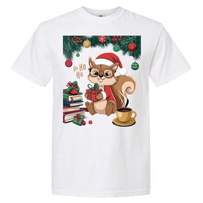 Cute Holiday Squirrel Santa Hat Xmas For Coffee Lovers Gift Garment-Dyed Heavyweight T-Shirt