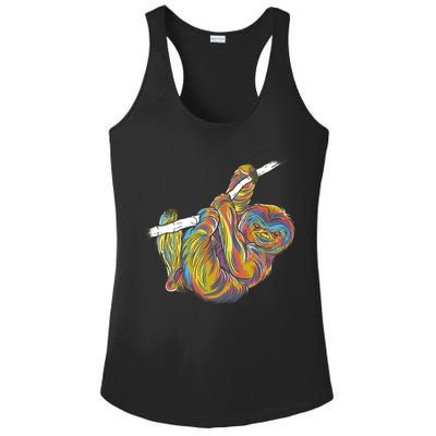 Colorful Hanging Sloth Ladies PosiCharge Competitor Racerback Tank