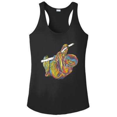 Colorful Hanging Sloth Ladies PosiCharge Competitor Racerback Tank