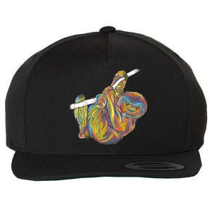 Colorful Hanging Sloth Wool Snapback Cap