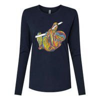 Colorful Hanging Sloth Womens Cotton Relaxed Long Sleeve T-Shirt