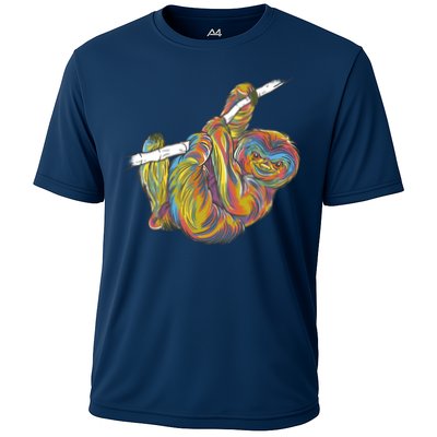 Colorful Hanging Sloth Performance Shirt