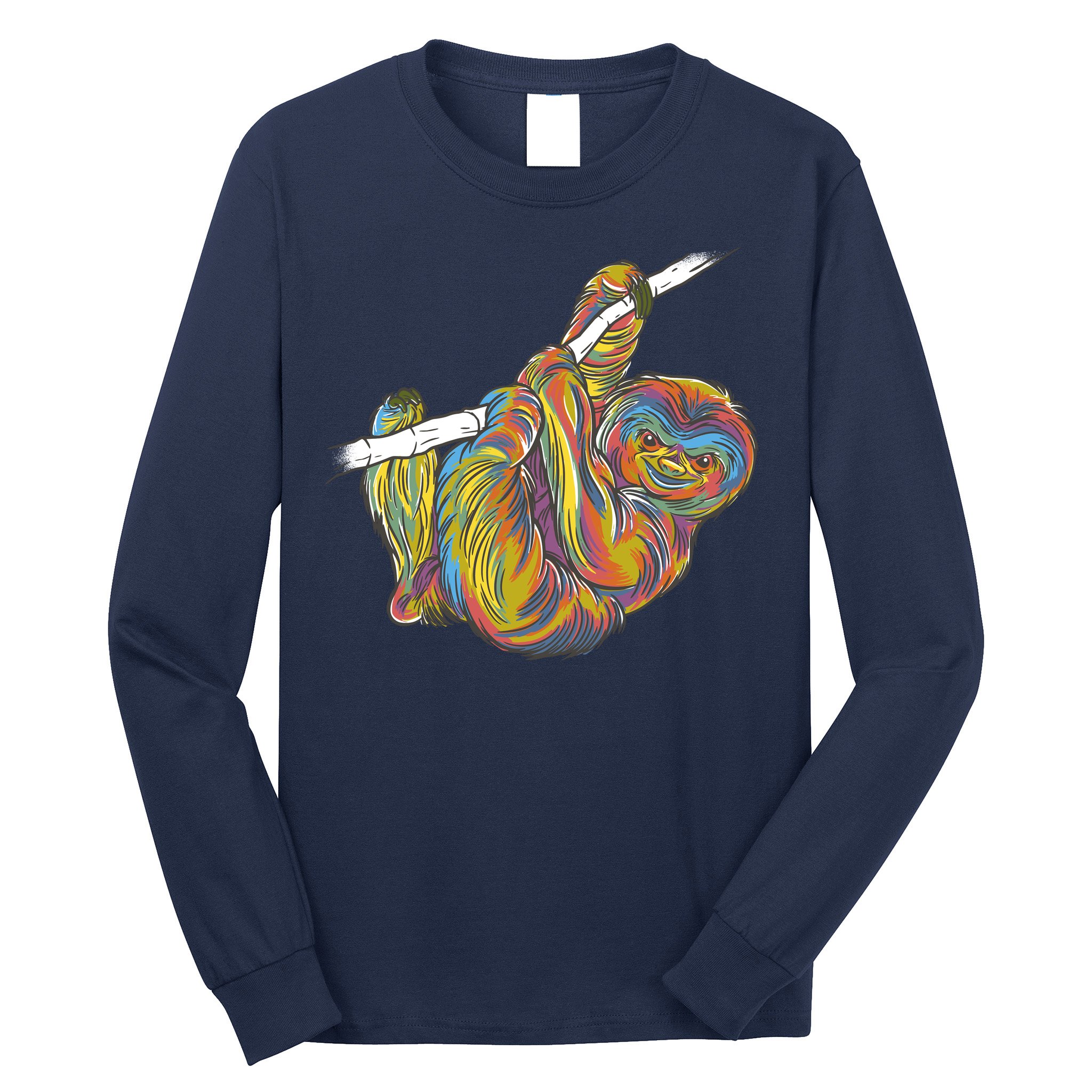 Colorful Hanging Sloth Long Sleeve Shirt