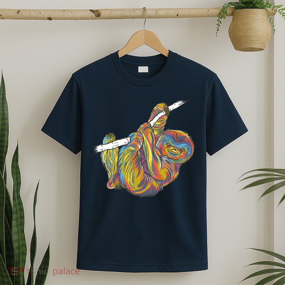 Colorful Hanging Sloth T-Shirt