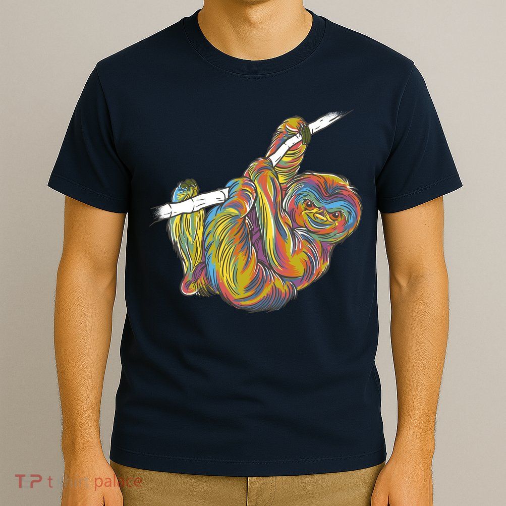 Colorful Hanging Sloth T-Shirt