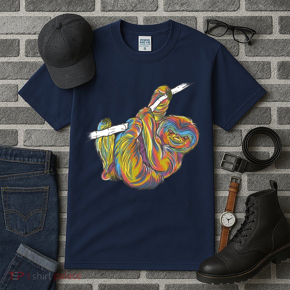 Colorful Hanging Sloth Tall T-Shirt