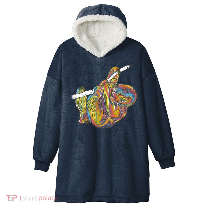 Colorful Hanging Sloth Hooded Wearable Blanket