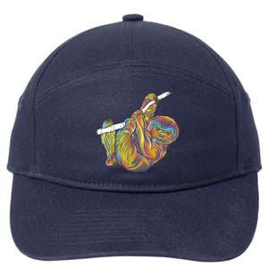 Colorful Hanging Sloth 7-Panel Snapback Hat