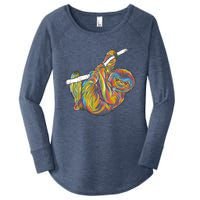 Colorful Hanging Sloth Women's Perfect Tri Tunic Long Sleeve Shirt