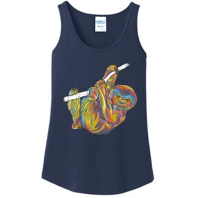 Colorful Hanging Sloth Ladies Essential Tank