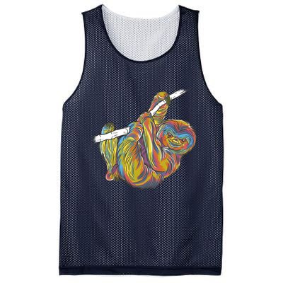 Colorful Hanging Sloth Mesh Reversible Basketball Jersey Tank