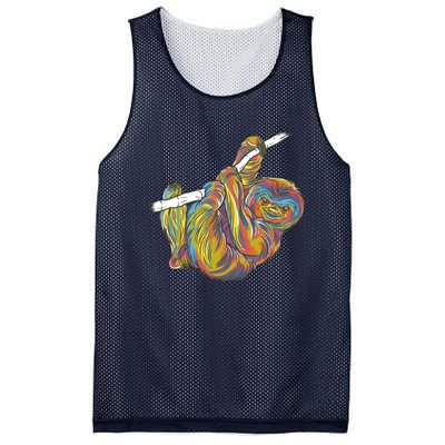 Colorful Hanging Sloth Mesh Reversible Basketball Jersey Tank