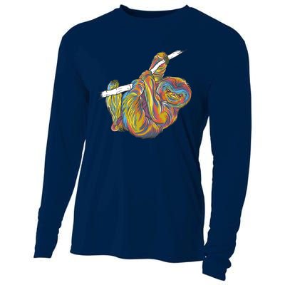 Colorful Hanging Sloth Cooling Performance Long Sleeve Crew