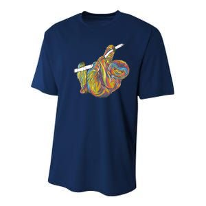 Colorful Hanging Sloth Youth Performance Sprint T-Shirt