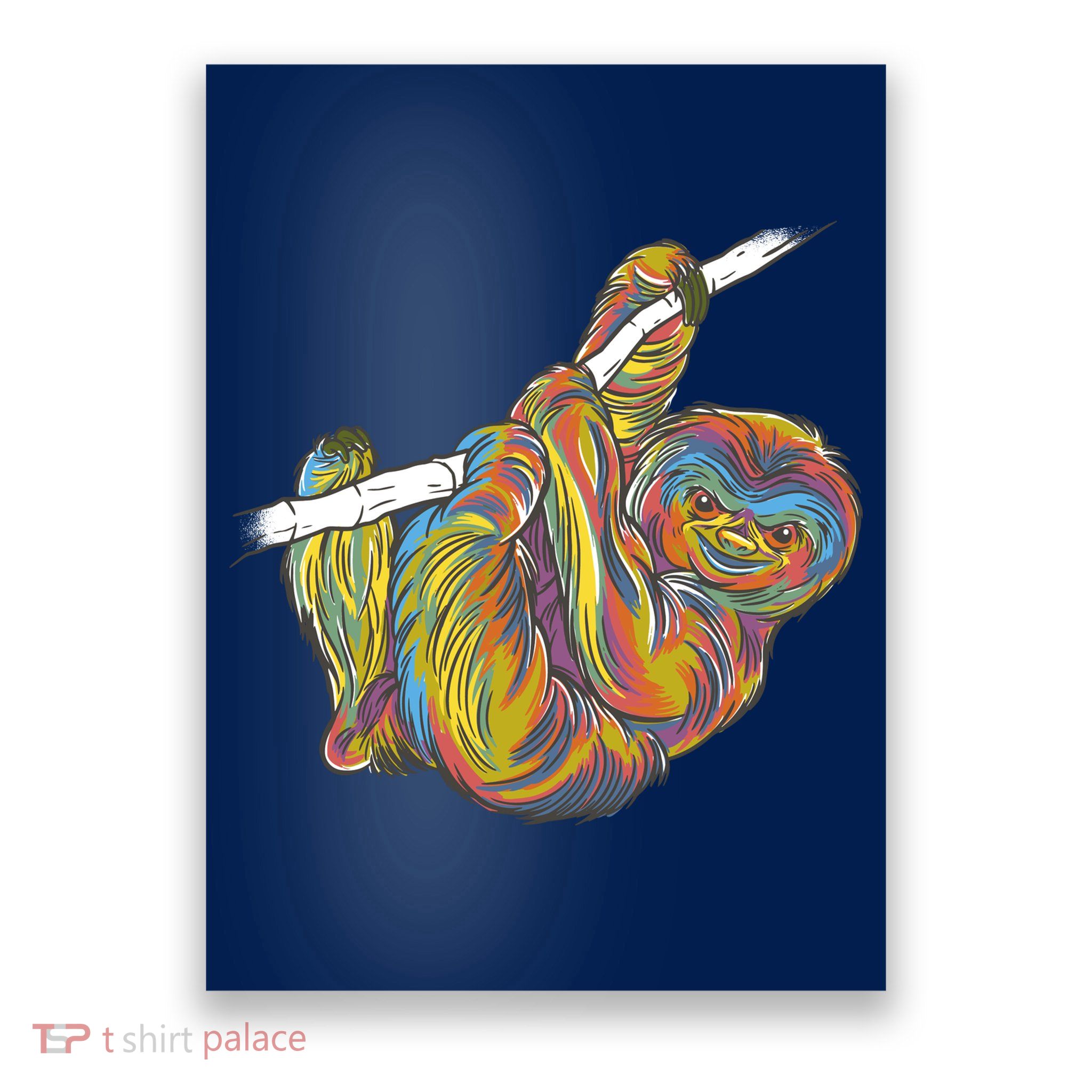 Colorful Hanging Sloth Poster